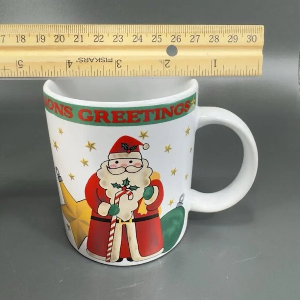 1994 Signature Housewares Santa Coffee Mug Cup Set 4 All Different Mugs Cups VTG